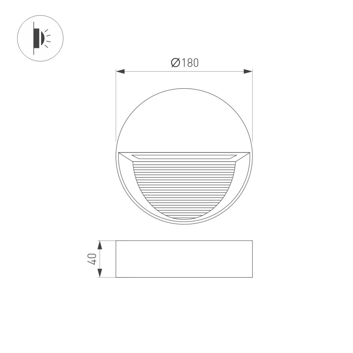 Светильник для ступеней Arlight LGD-RIBONIK-R180-8W Day4000 (Черный, 50 deg, 230V) (IP65 Металл) 062922