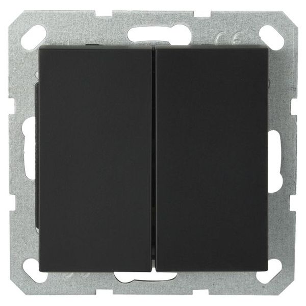 Выключатель двухклавишный Jasmart с накладкой 10A 250V черный матовый (soft touch) G3023PB