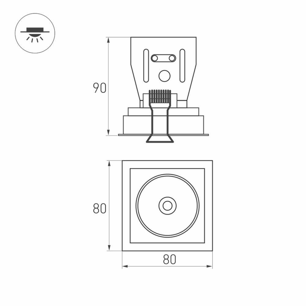 Встраиваемый светодиодный светильник Arlight CL-Simple-S80x80-9W Day4000 028148