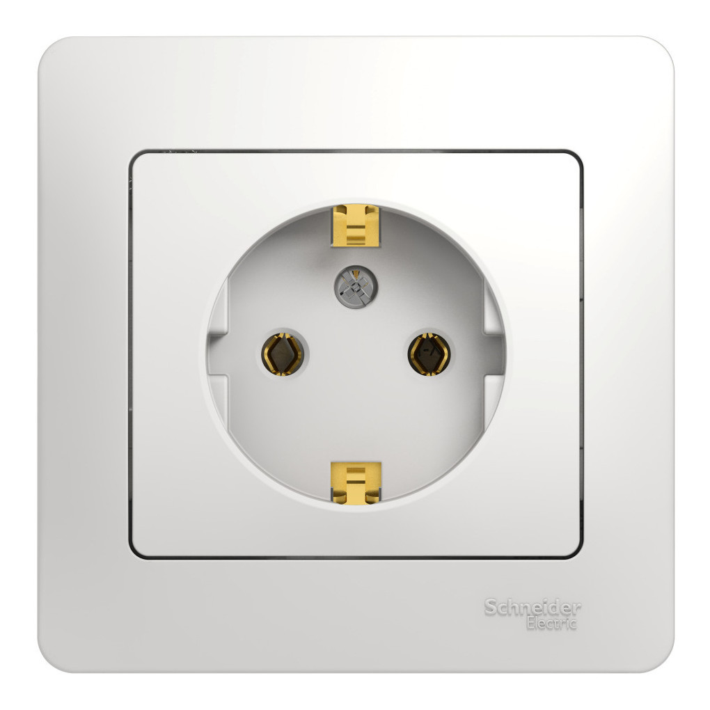 Розетка с/з (в сборе с рамкой) Systeme Electric Glossa Бел GSL000142