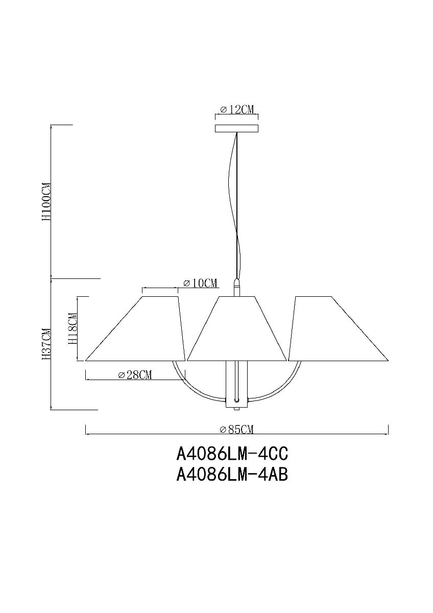 Подвесная люстра Arte Lamp Rondo A4086LM-4CC