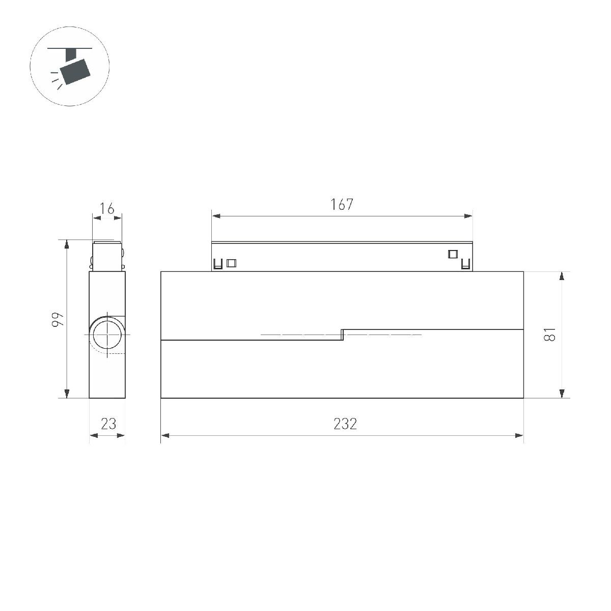 Трековый магнитный светильник Arlight MAG-ORIENT-FLAT-FOLD-S230-12W Warm2700 051737