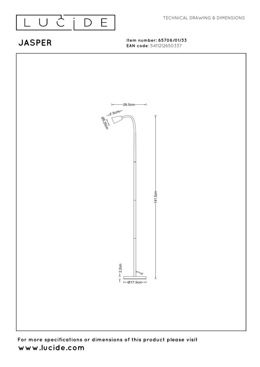 Торшер Lucide Jasper 65706/01/33