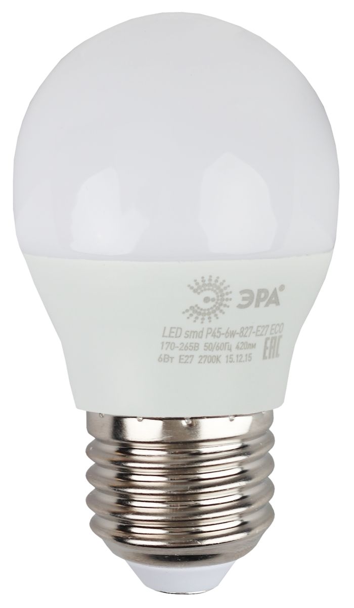 Светодиодная лампа Эра ECO LED P45-6W-827-E27 Б0020629