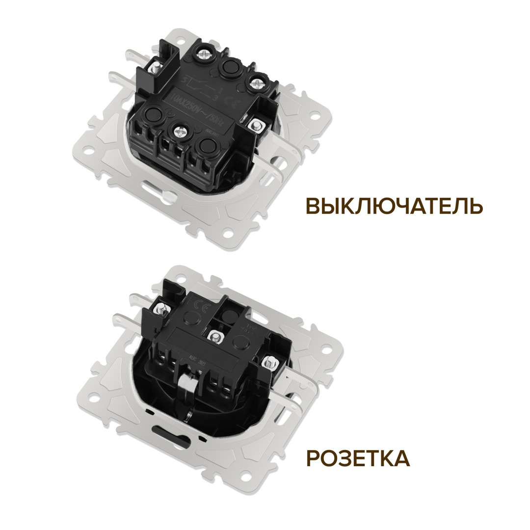 Выключатель двухклавишный с розеткой Arte Milano SET06-2-30-2-40-1 shampan