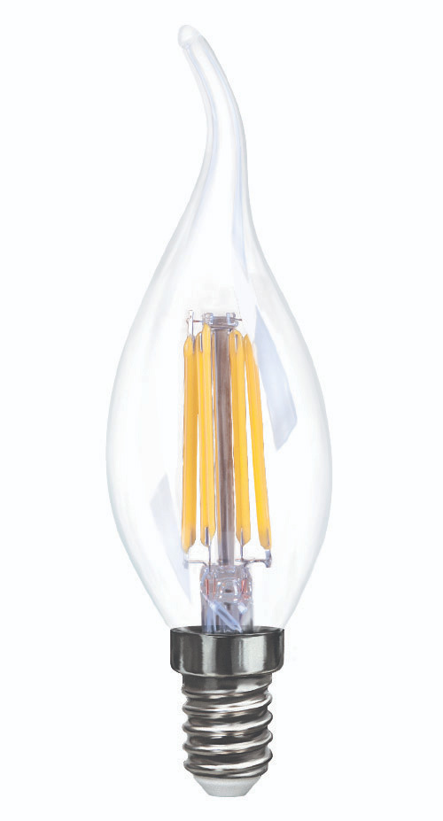 Лампа светодиодная диммируемая Voltega E14 6W 4000K свеча на ветру прозрачная VG10-CW35E14cold6W-FD 7081