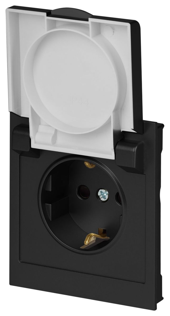 Розетка Эра Arktik 16-2103-05 с заземлением 2P+E Schuko со шторками с крышкой 16А-250В антрацит Б0070438