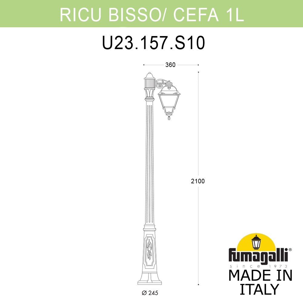 Садово-парковый светильник Fumagalli RICU BISSO/CEFA 1L U23.157.S10.WYE27
