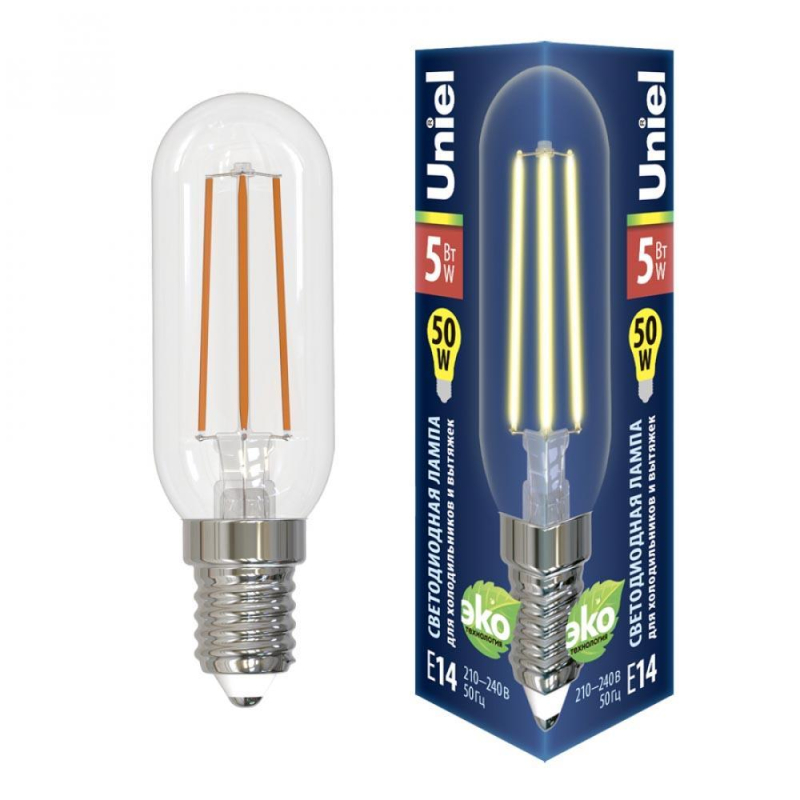 Лампа светодиодная Uniel (UL-00007129) E14 5W 3000K колба прозрачная LED-Y25-5W/3000K/E14/CL GLZ04TR