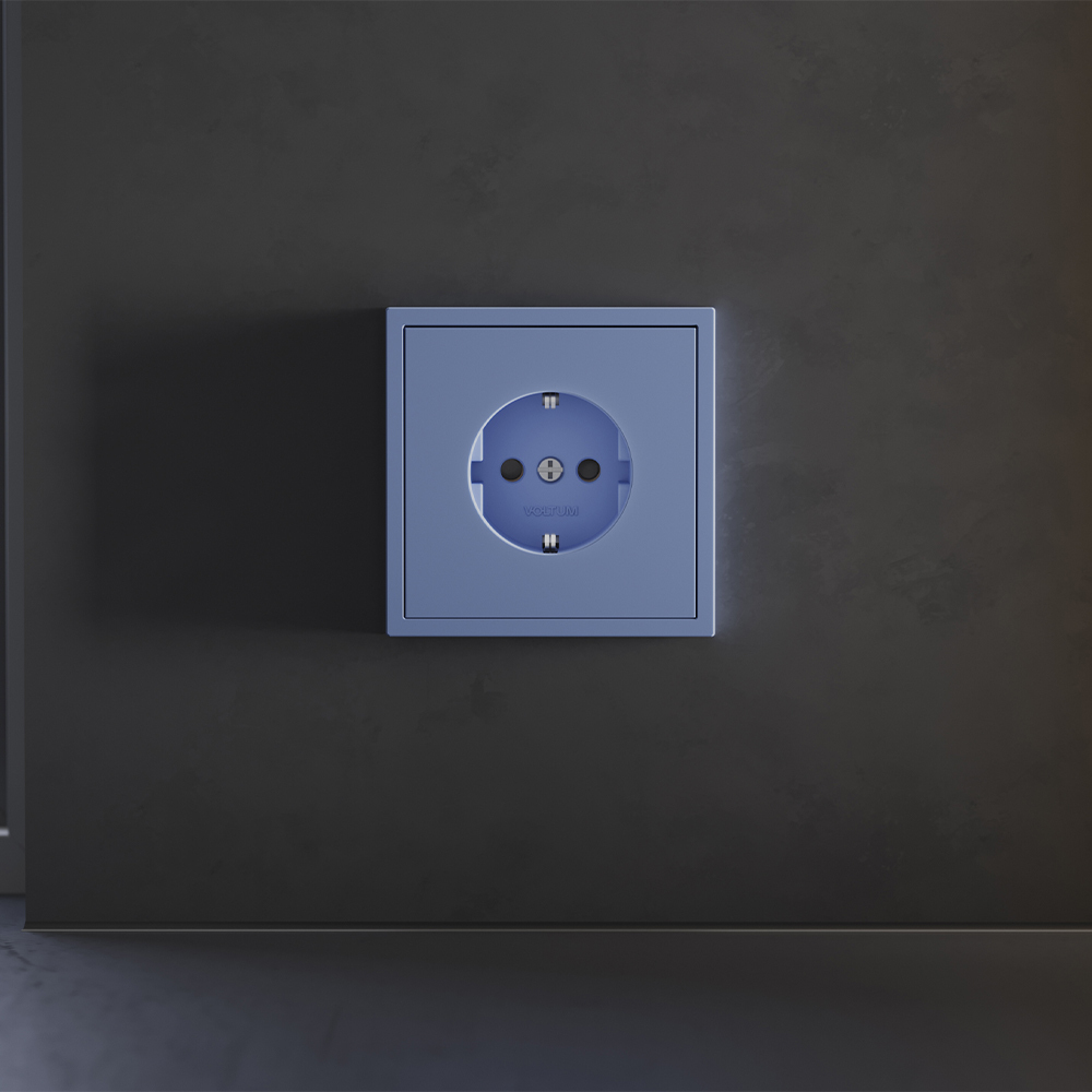 Накладка для розетки с заземлением и защитными шторками Voltum S70 (деним) VLS000715