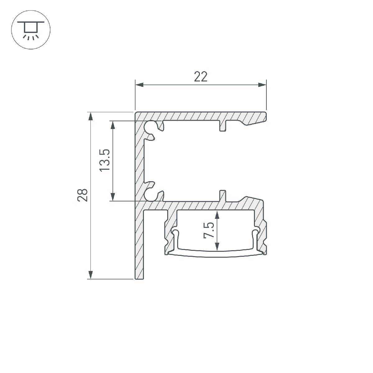 Алюминиевый профиль Arlight WALL-2228-2000 ANOD 050466