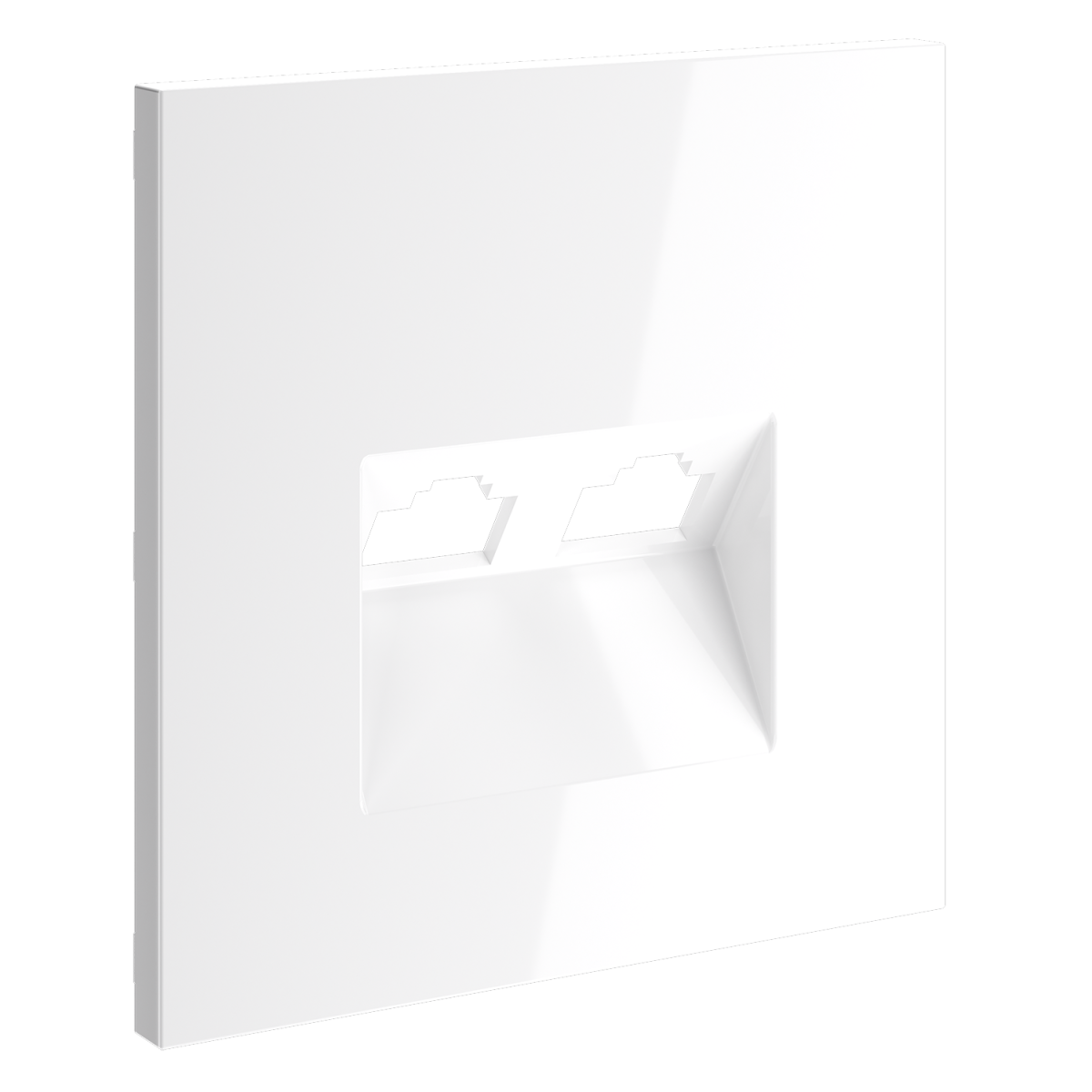 Накладка для розетки компьютерной двойной RJ45+RJ45 кат.6 Voltum S70 (белый глянцевый) VLS001401