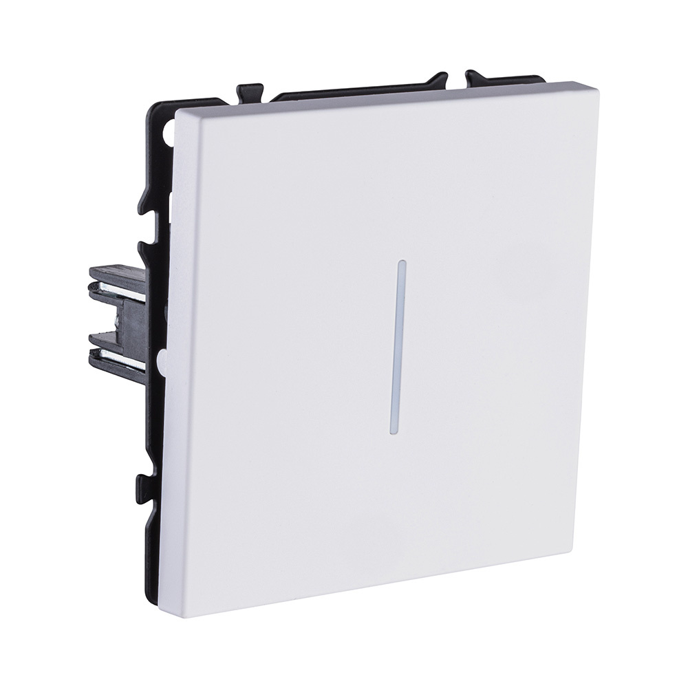 Выключатель 1-клавишный 10А/250В с LED подсветкой, белый глянцевый Kollinger Eclipse EC-007WG