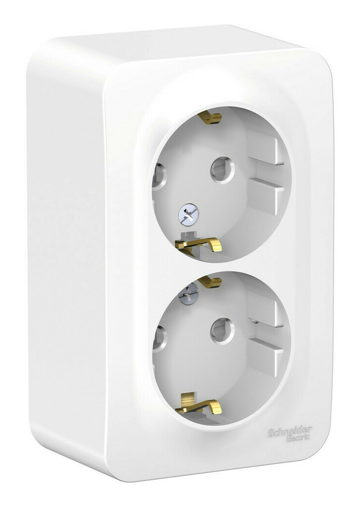 Розетка 2-ая с/з со шторками 16А, 250В, изолир. Пластина Systeme Electric Blanca наруж Бел BLNRA011211