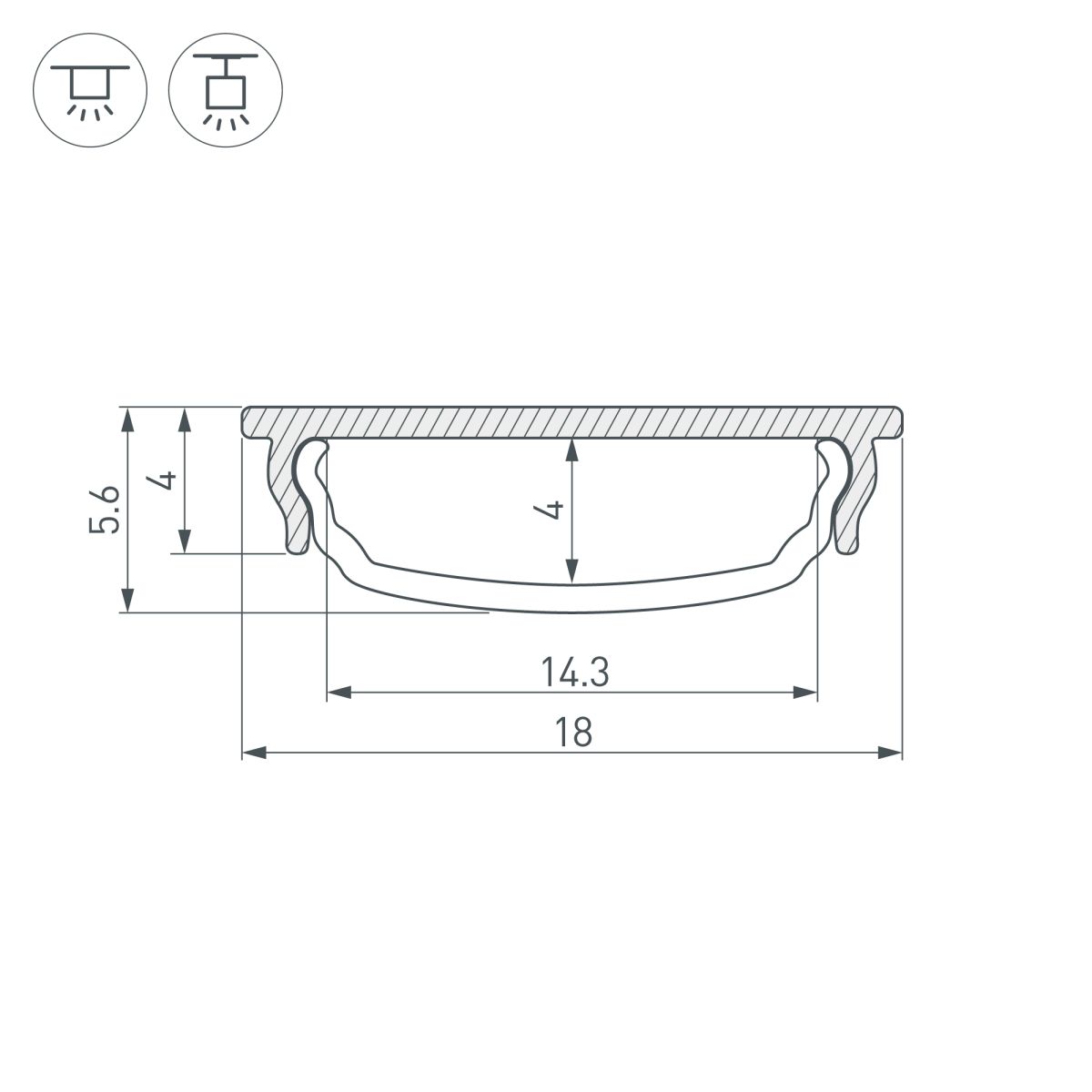 Профиль Arlight ARH-BENT-W18-3000 ANOD (Алюминий) 056204