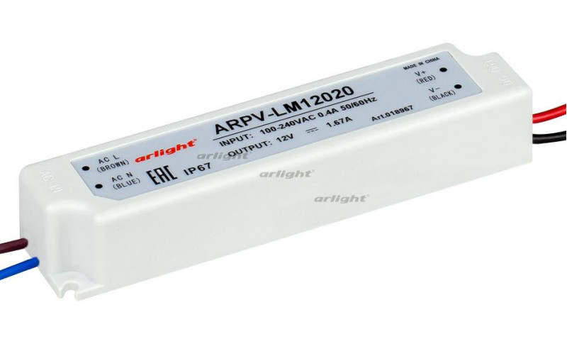 Блок питания Arlight ARPV-LV12020-A (12V, 1.7A, 20W) 018967