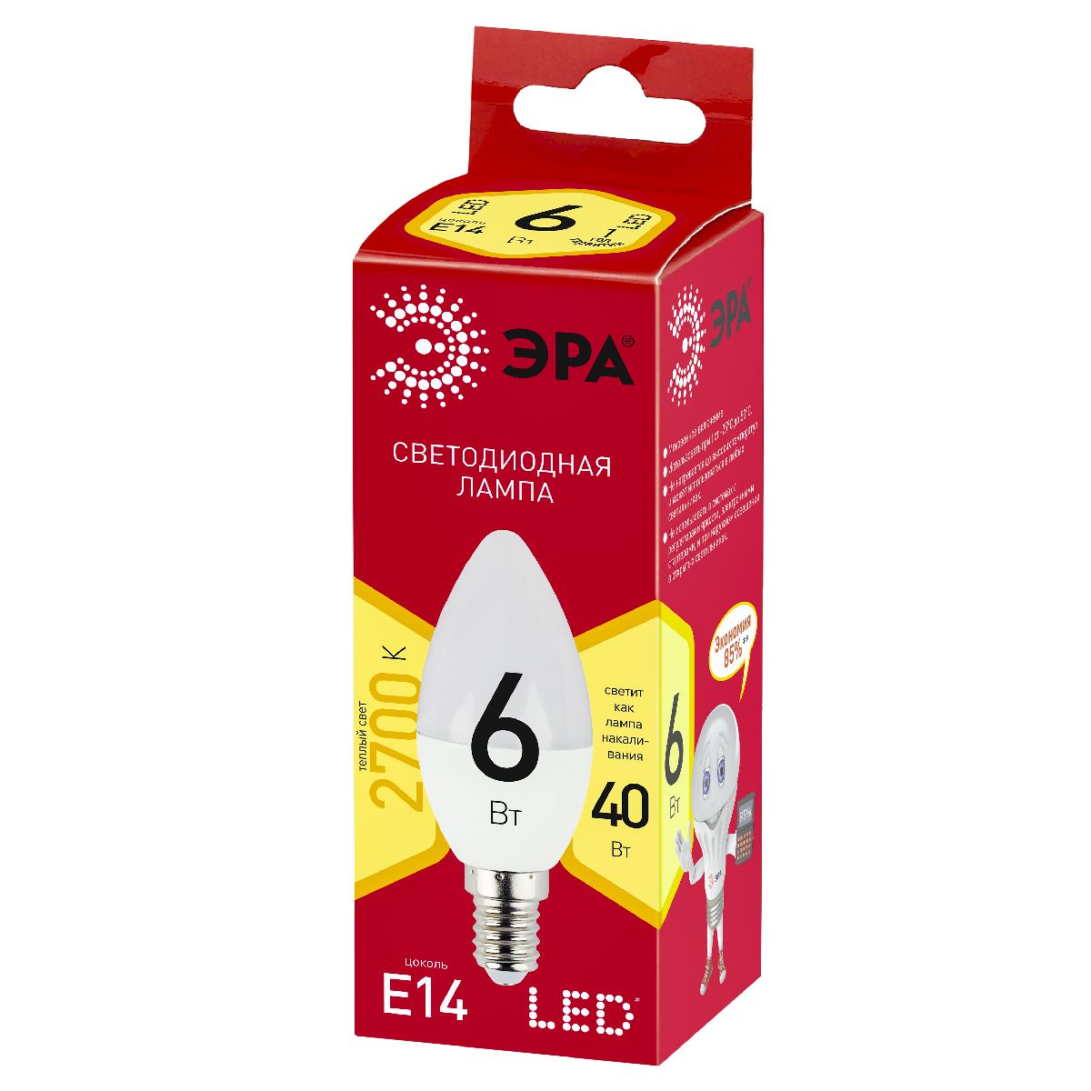 Лампа светодиодная Эра E14 6W 2700K LED B35-6W-827-E14 R Б0052383