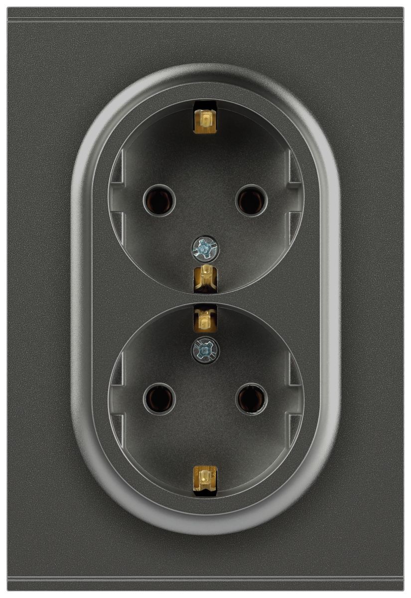 Розетка Эра Arktik 16-2104-06 двойная с заземлением 2X2P+E Schuko 16А-250В графит Б0070449