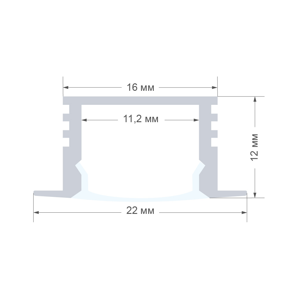Профиль встраиваемый Apeyron ширина ленты до 10мм (рассеиватель, заглушки - 2шт) 08-12