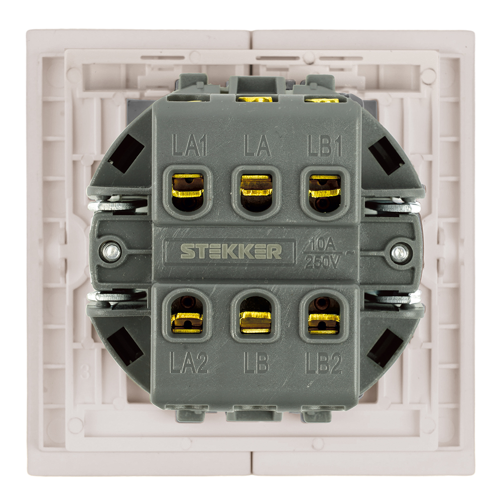 Переключатель 2-клавишный (механизм) Stekker Мия 250В 10А RSW10-3107-08 пудровый жемчуг 50478