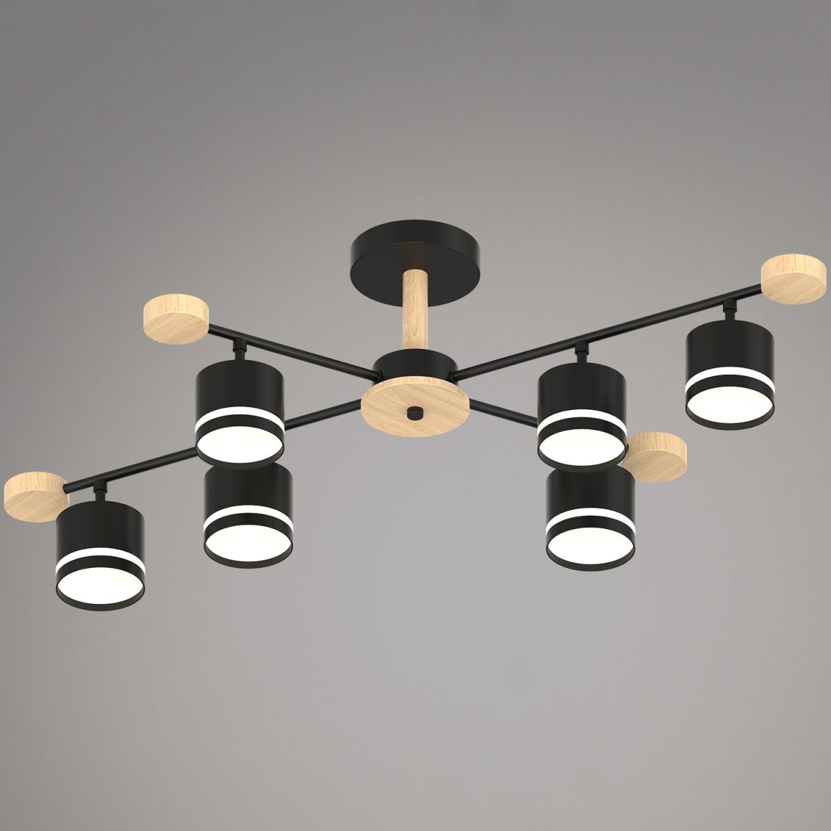 Люстра на штанге Reluce 78730-0.3-06 GX53 BK+WOOD