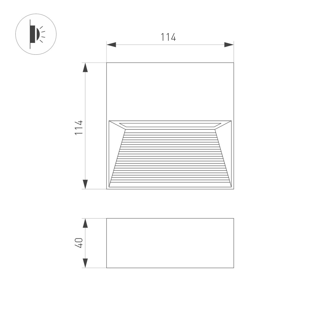 Cветильник для ступеней Arlight LGD-RIBONIK-S114x114-5W Day4000 (Черный, 50 deg, 230V) (IP65 Металл) 062919