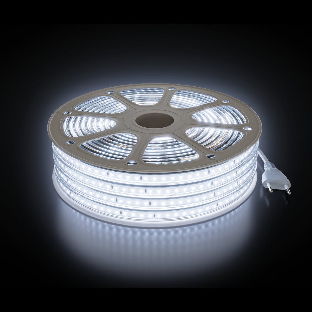 Комплект светодиодной ленты OGM 220В 6Вт/м, 400лм/м, 6500К (х/б), SMD2835, 120д/м, 15м, IP65 SL-70