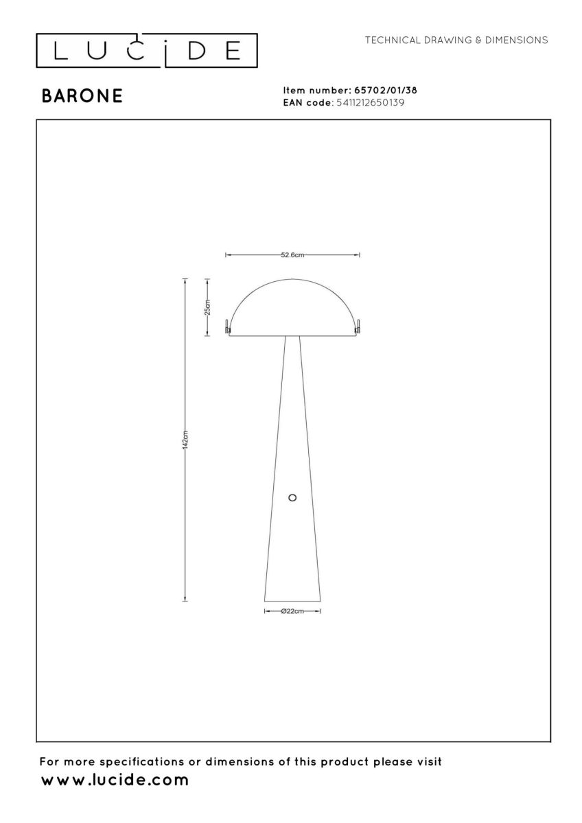 Торшер Lucide Barone 65702/01/38