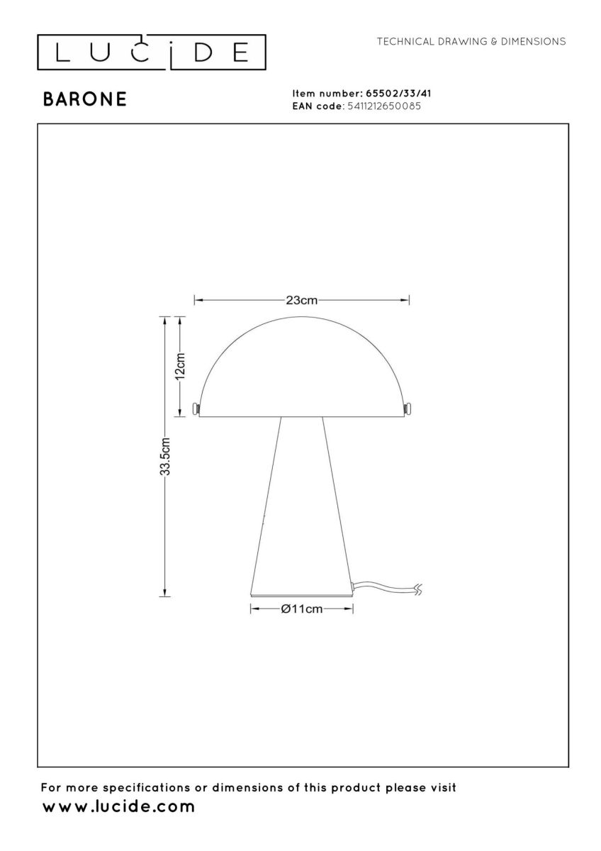 Настольная лампа Lucide Barone 65502/33/41