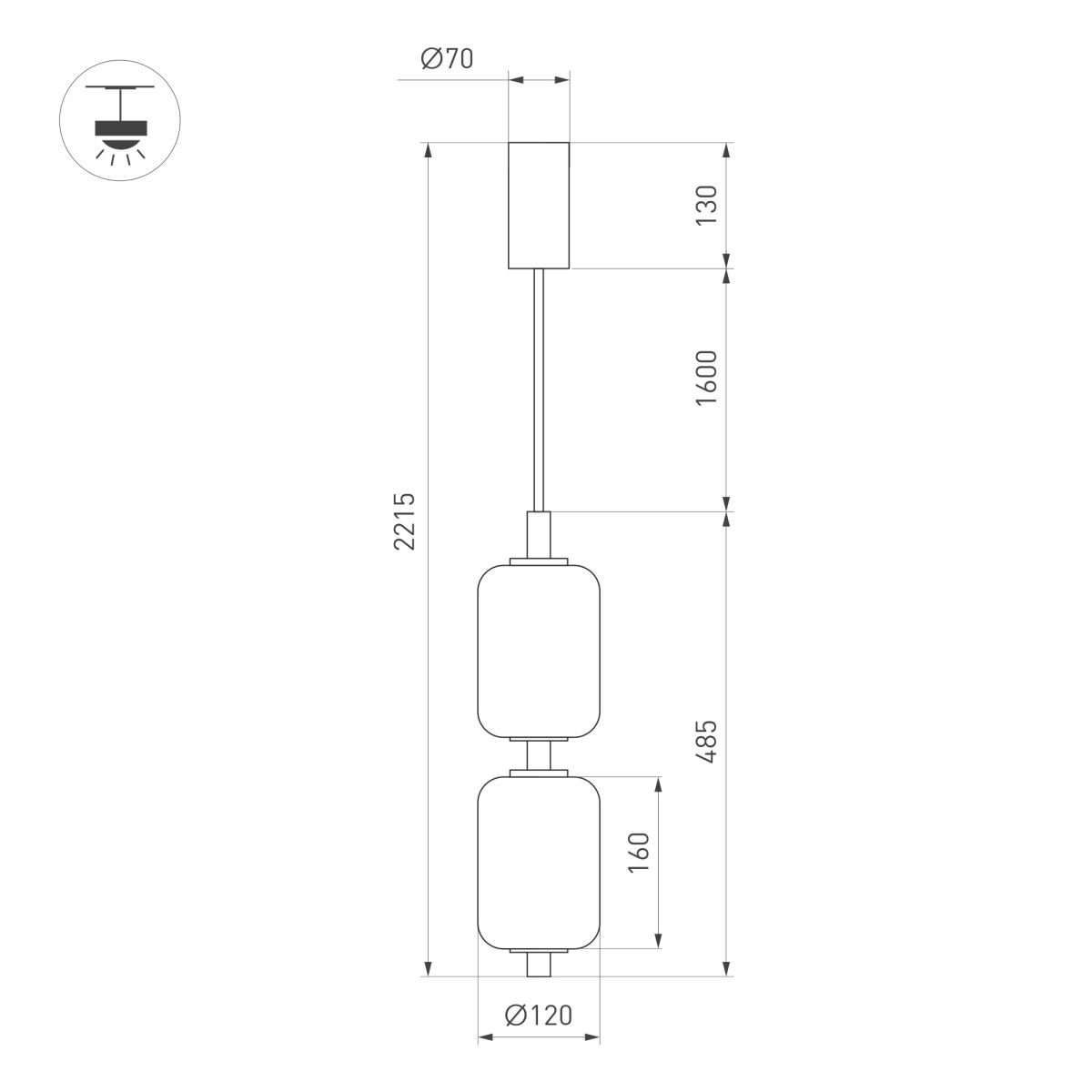 Подвесной светодиодный светильник Arlight SP-CARAMELA-HANG-R120-7W Warm2700 (BK, 300 deg, 230V) (IP20, Натуральный шелк) 056886