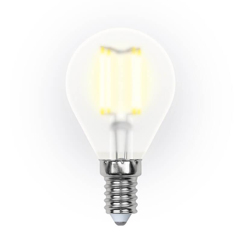 Лампа светодиодная филаментная (UL-00000303) Uniel E14 6W 3000K матовая LED-G45-6W/WW/E14/FR PLS02WH