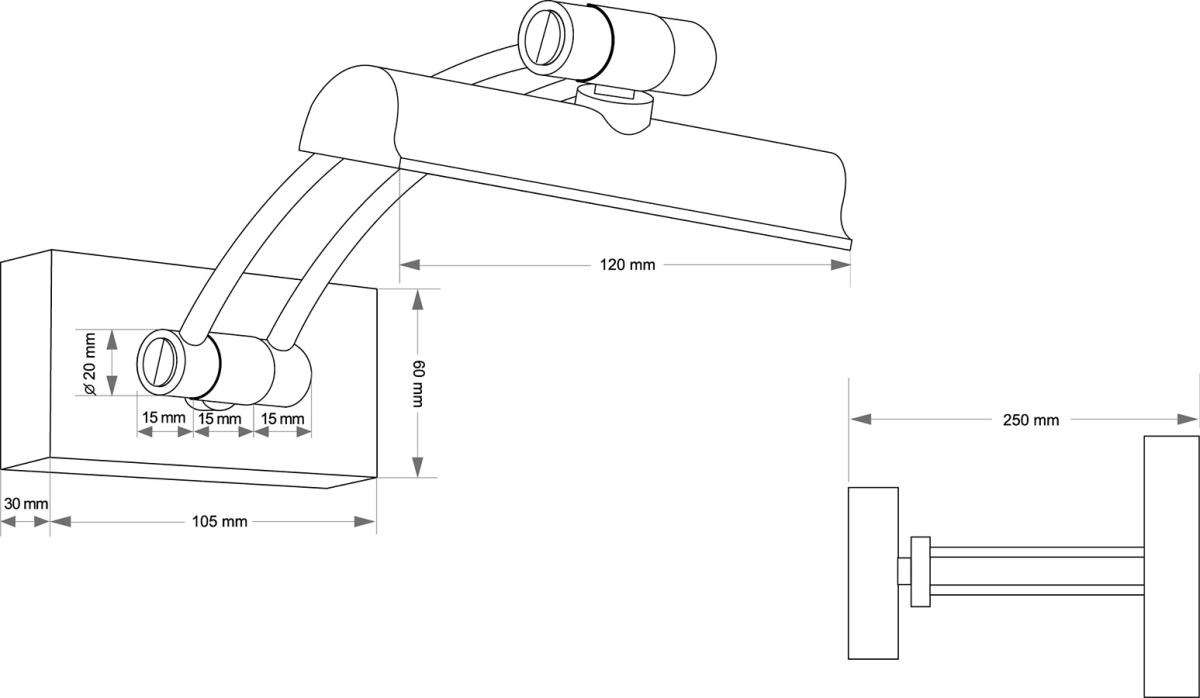 Подсветка для картин Kutek ELVE ELV-PODS-1(P)250-KR
