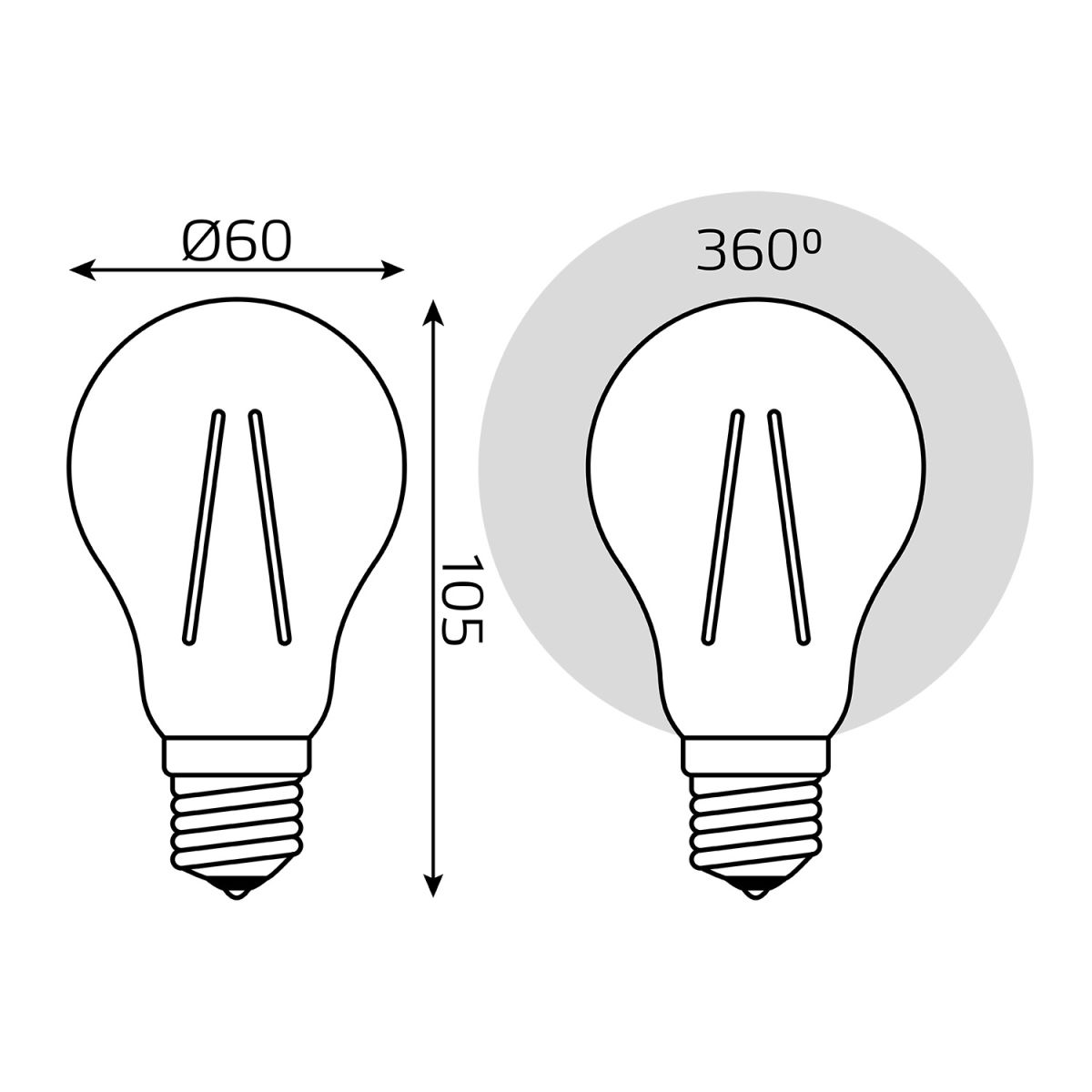 Филаментная светодиодная лампа Gauss Filament Е27 10W 2400К 102802010