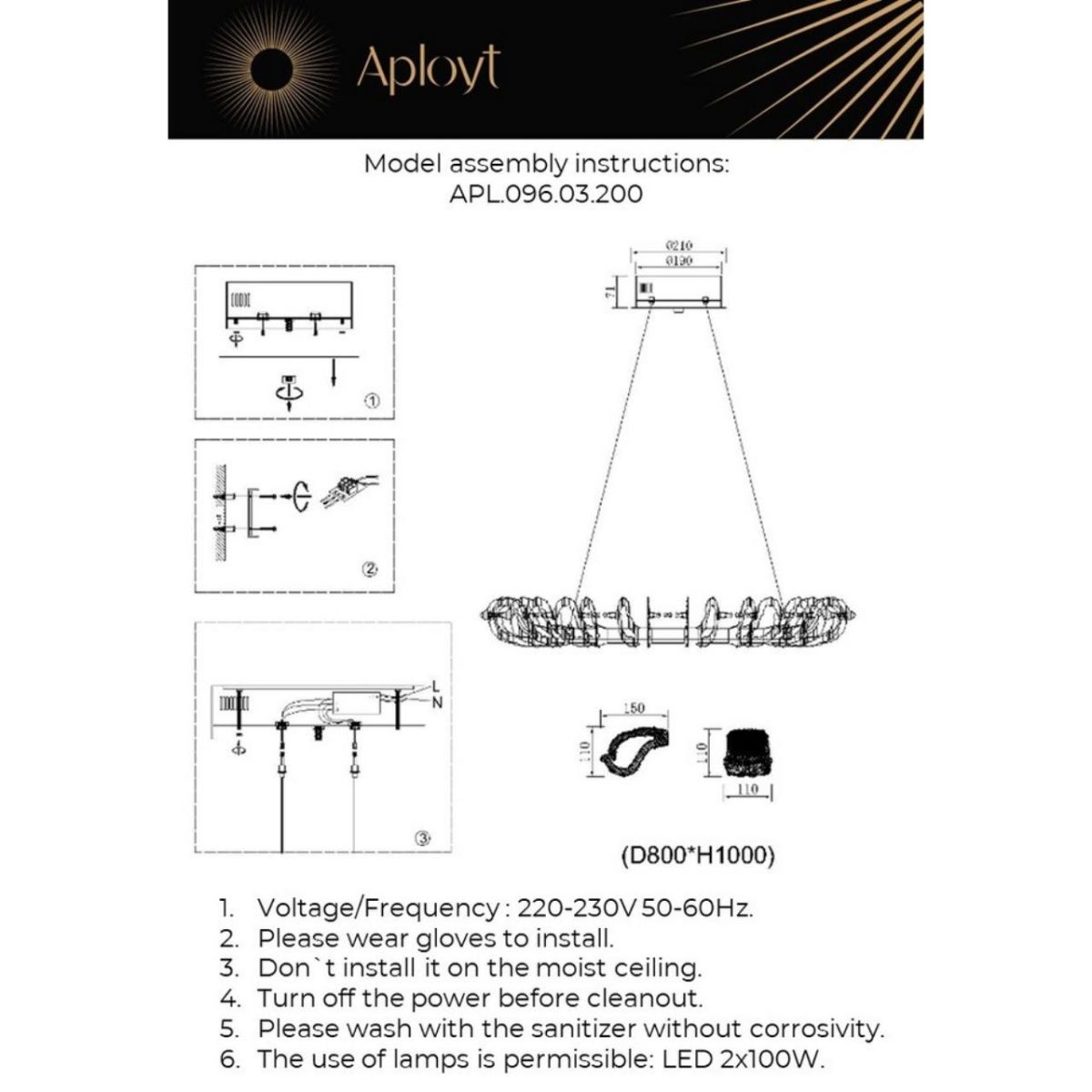 Подвесная люстра Aployt Irena APL.096.03.200