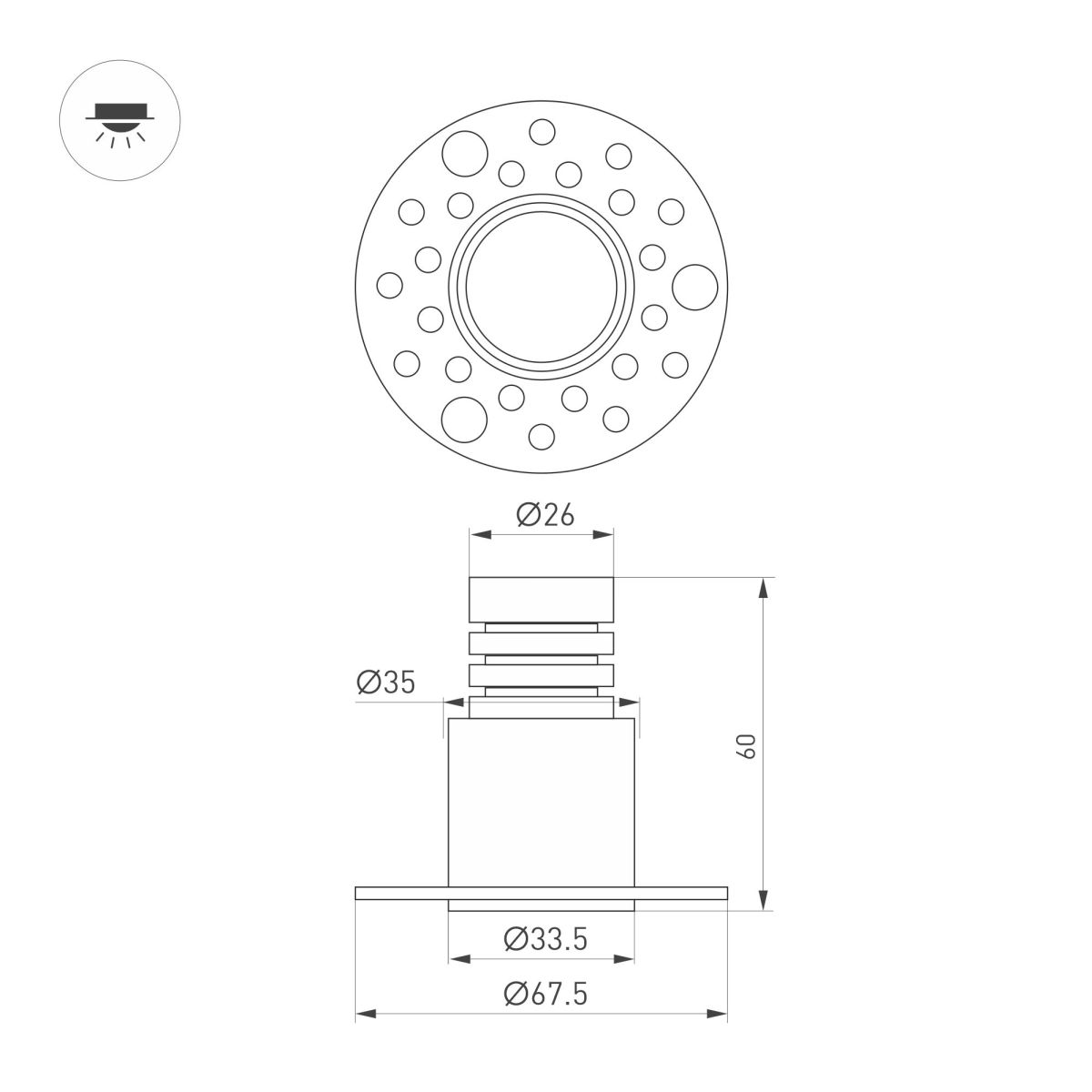 Встраиваемый светильник Arlight MS-INVISIO-TRIMLESS-R35-5W Warm2700 (WH-WH, 36 deg, 230V) (IP54 Металл) 061924