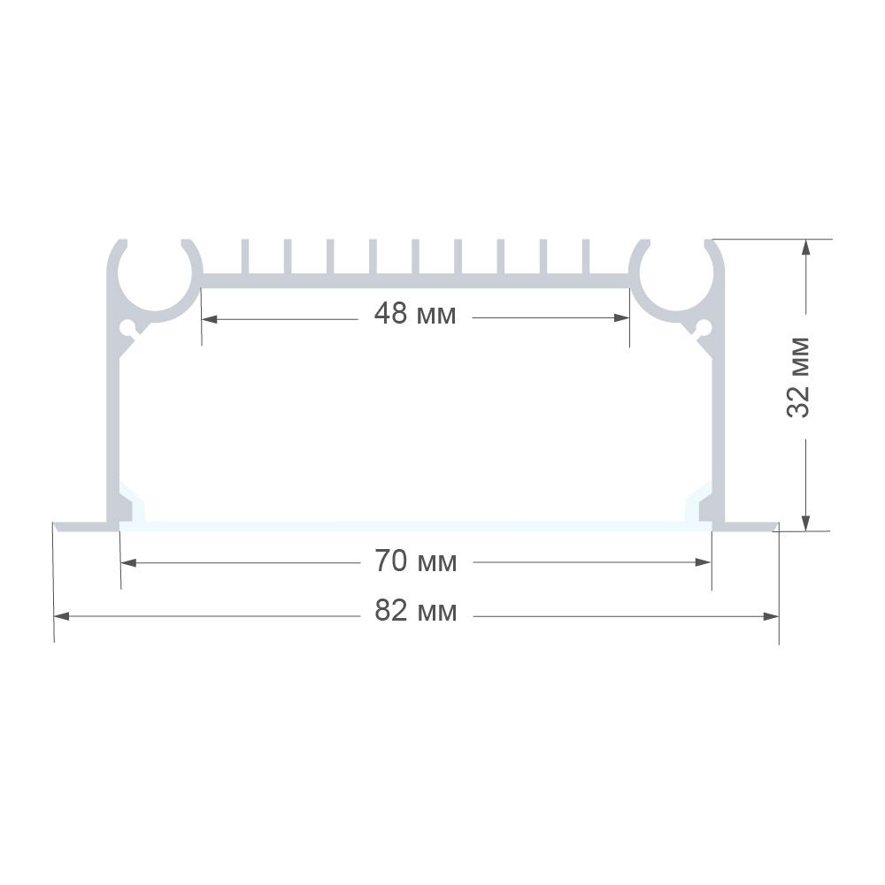 Профиль П-образный встраиваемый Apeyron ширина ленты до 48мм (рассеиватель, заглушки - 2шт) 08-29