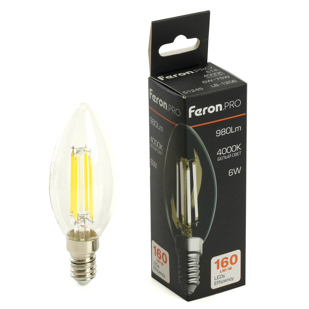 Светодиодная лампа Feron LB-1206 E14 6W 2700K 51244