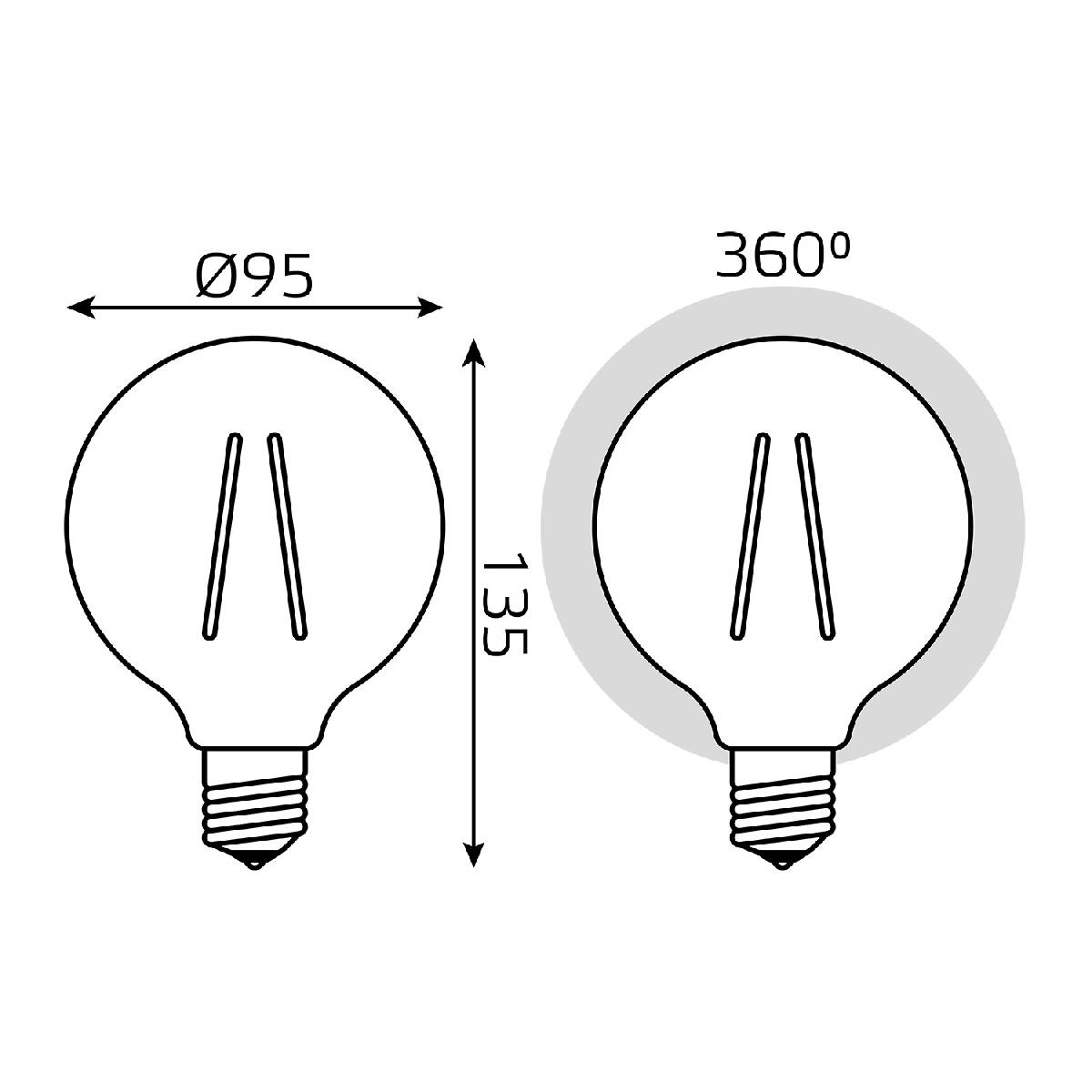 Лампа светодиодная филаментная диммируемая Gauss E27 6W 2400K груша золотая 105802006-D