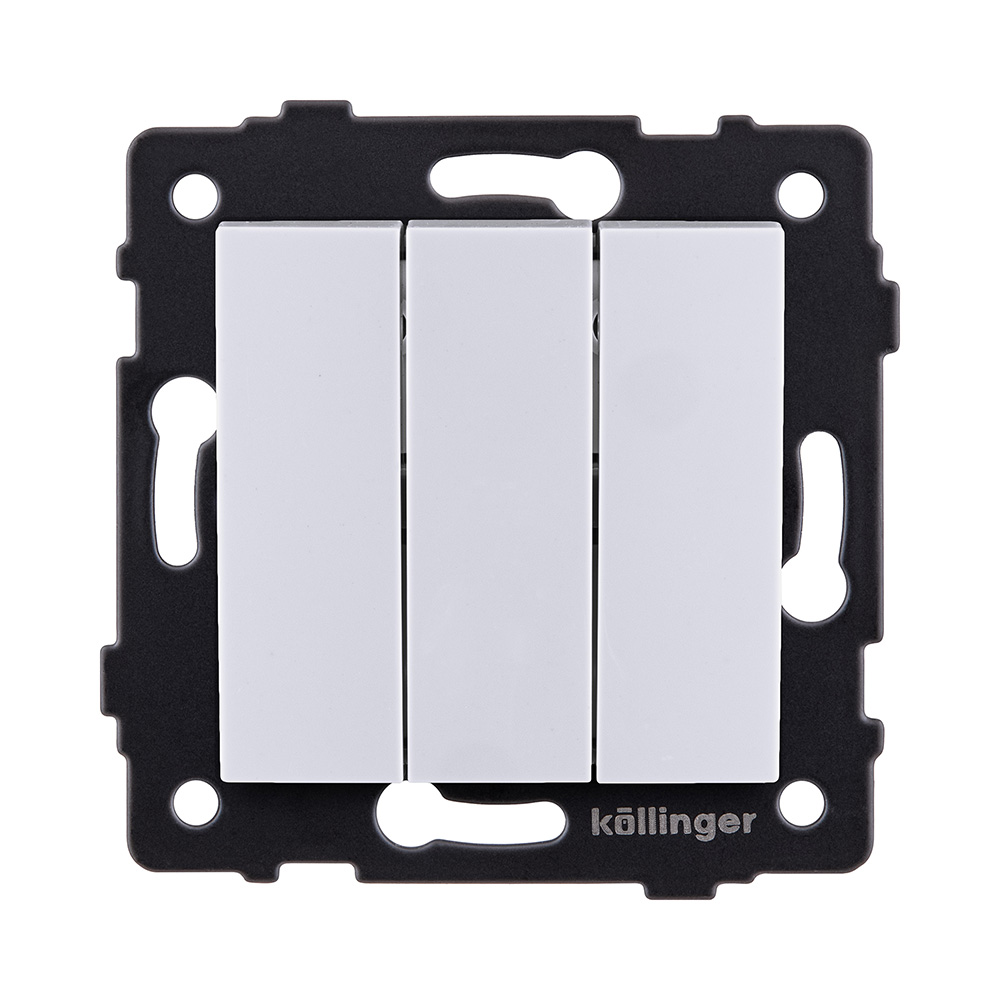 Выключатель 3-клавишный 10А/250В, изогнутый, белый Kollinger REA-R-012WH для Aspekt, Eleganz, Reflex