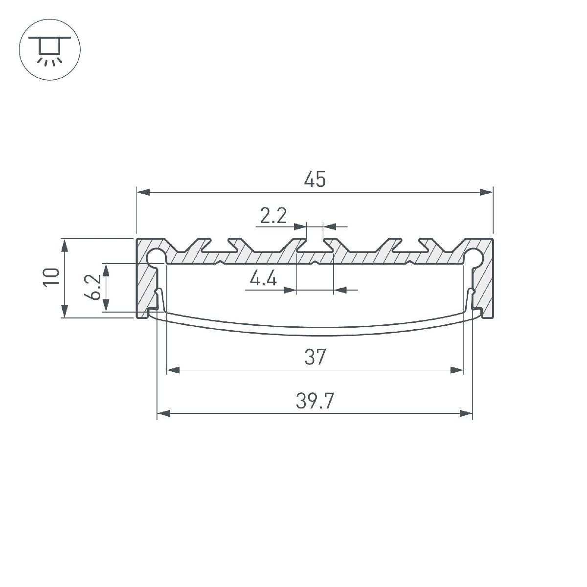 Алюминиевый профиль Arlight LINE-4510-2000 ANOD 049248