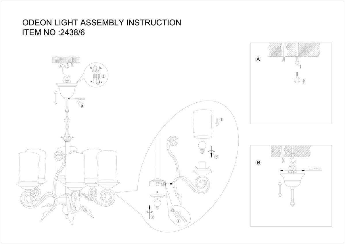 Подвесная люстра Odeon Light Bosta 2438/6