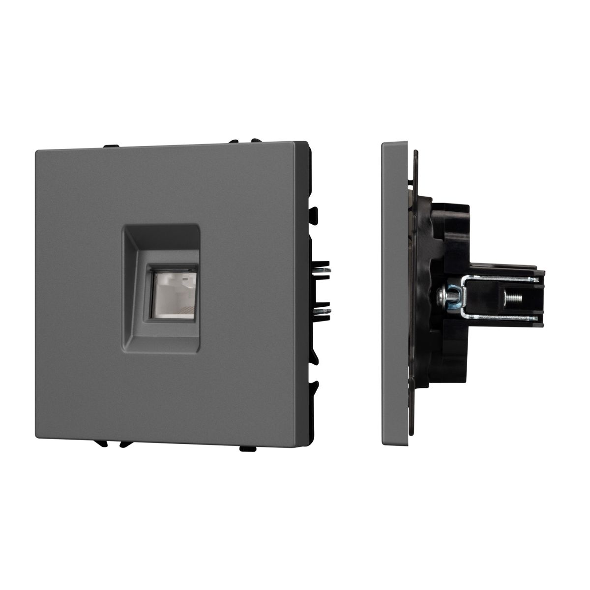 Механизм телефонной розетки Arlight SCT-NOBE-MTL1-SFPL-GR (RJ-11, 4C) (Серый базальт) 054303