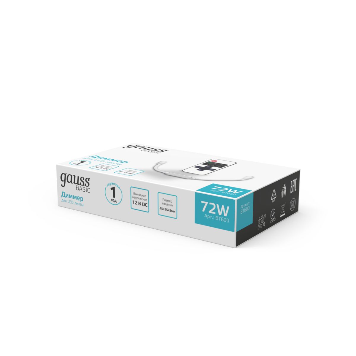 Диммер Gauss Basic 72Вт DC12В IP20 BT600
