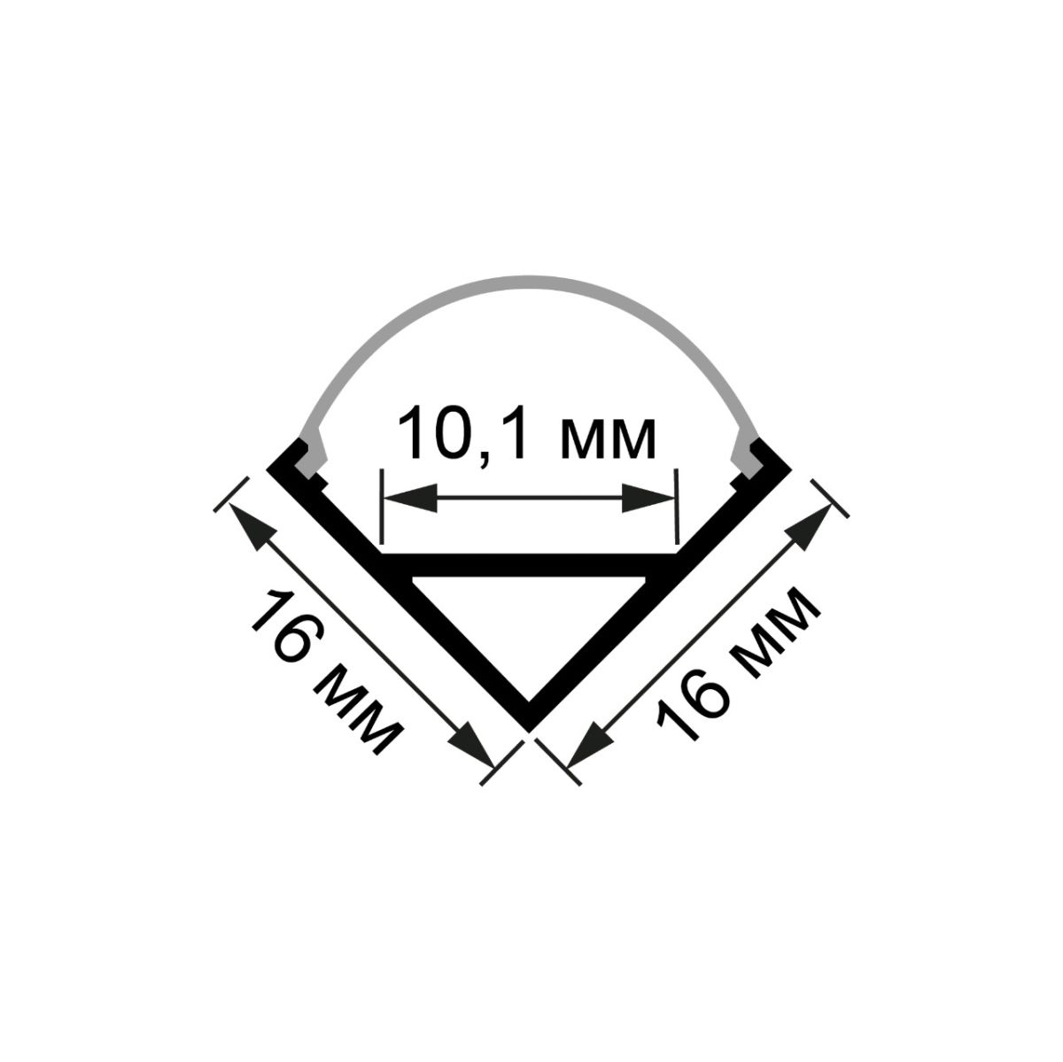 Профиль угловой с широким рассеивателем, накладной шир. ленты до 10мм (рассеиватель матовый, заглушки - 2шт.) OGM GM-08-04