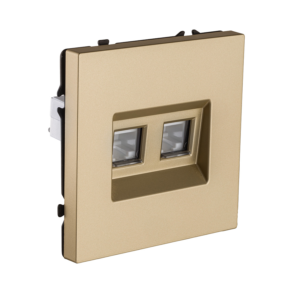 Розетка двойная Ethernet RJ45 Cat.6, золотой Kollinger Eclipse EC-018GD