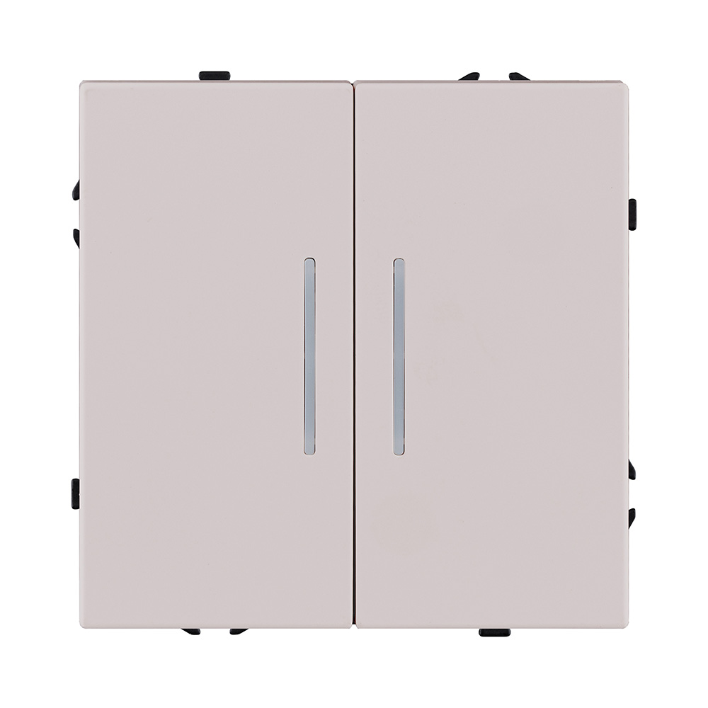 Выключатель 2-клавишный 10А/250В с LED подсветкой, кашемир матовый Kollinger Eclipse EC-010CM