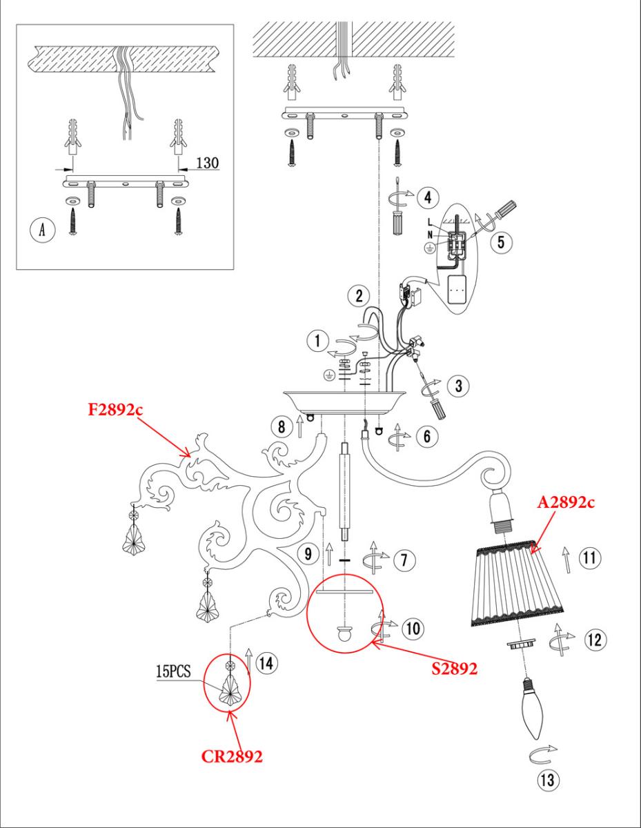 Потолочная люстра Odeon Light Gronta 2892/5C