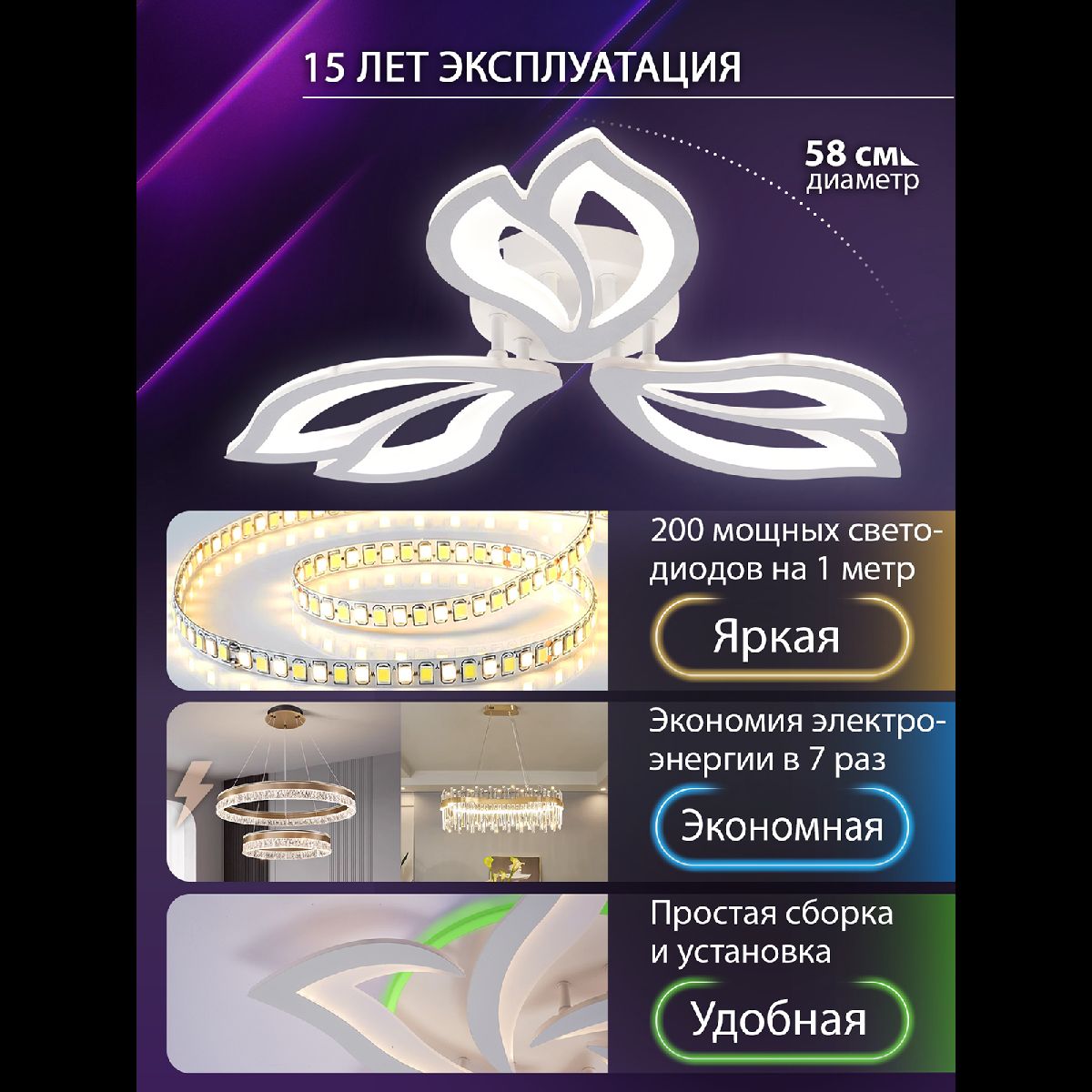 Потолочная люстра Natali Kovaltseva Fortuna LED LAMPS 81107/2C