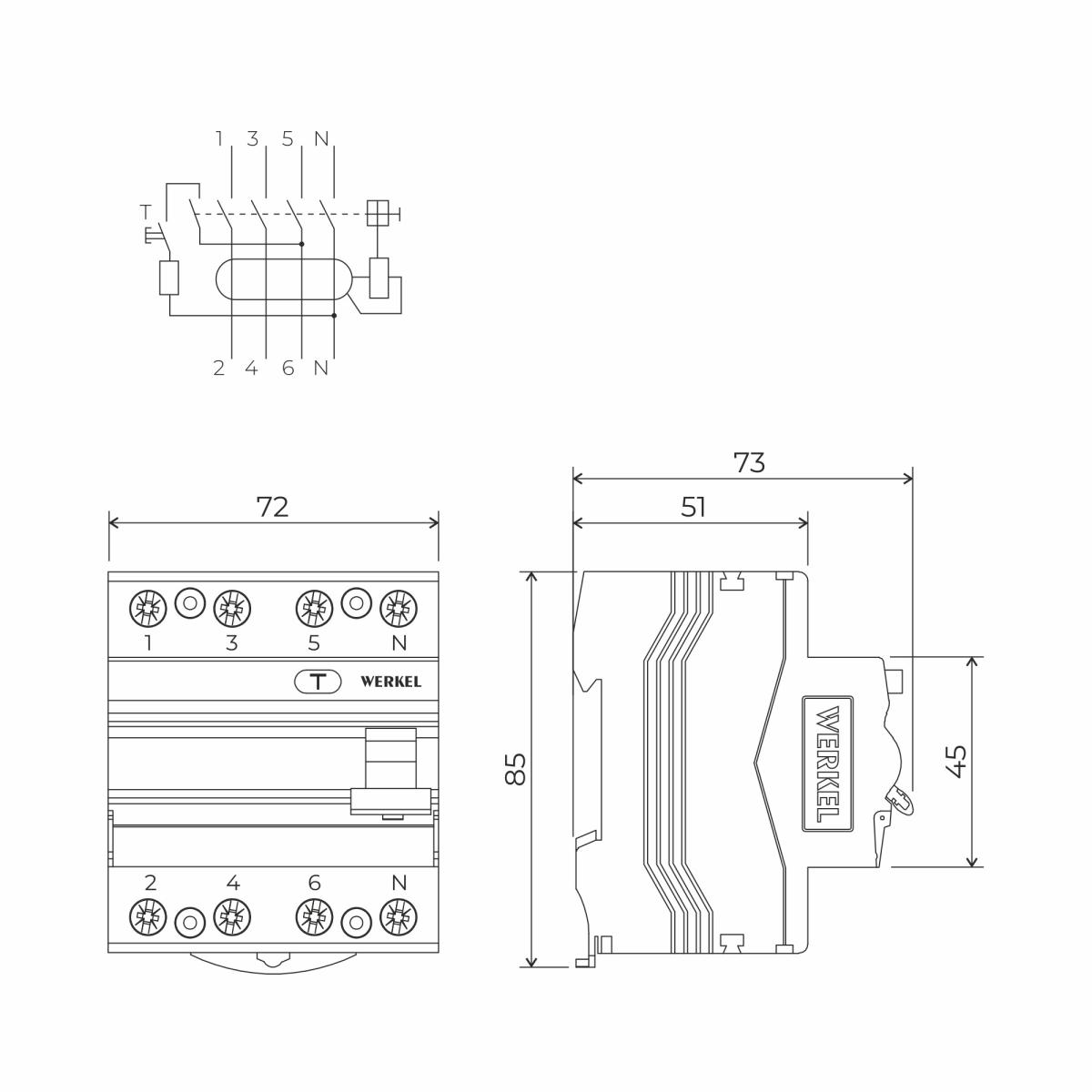 Устройство защитного отключения 3P+N 40 A 30 mА АС 6 kА Werkel W914P406 4690389193170 a062565