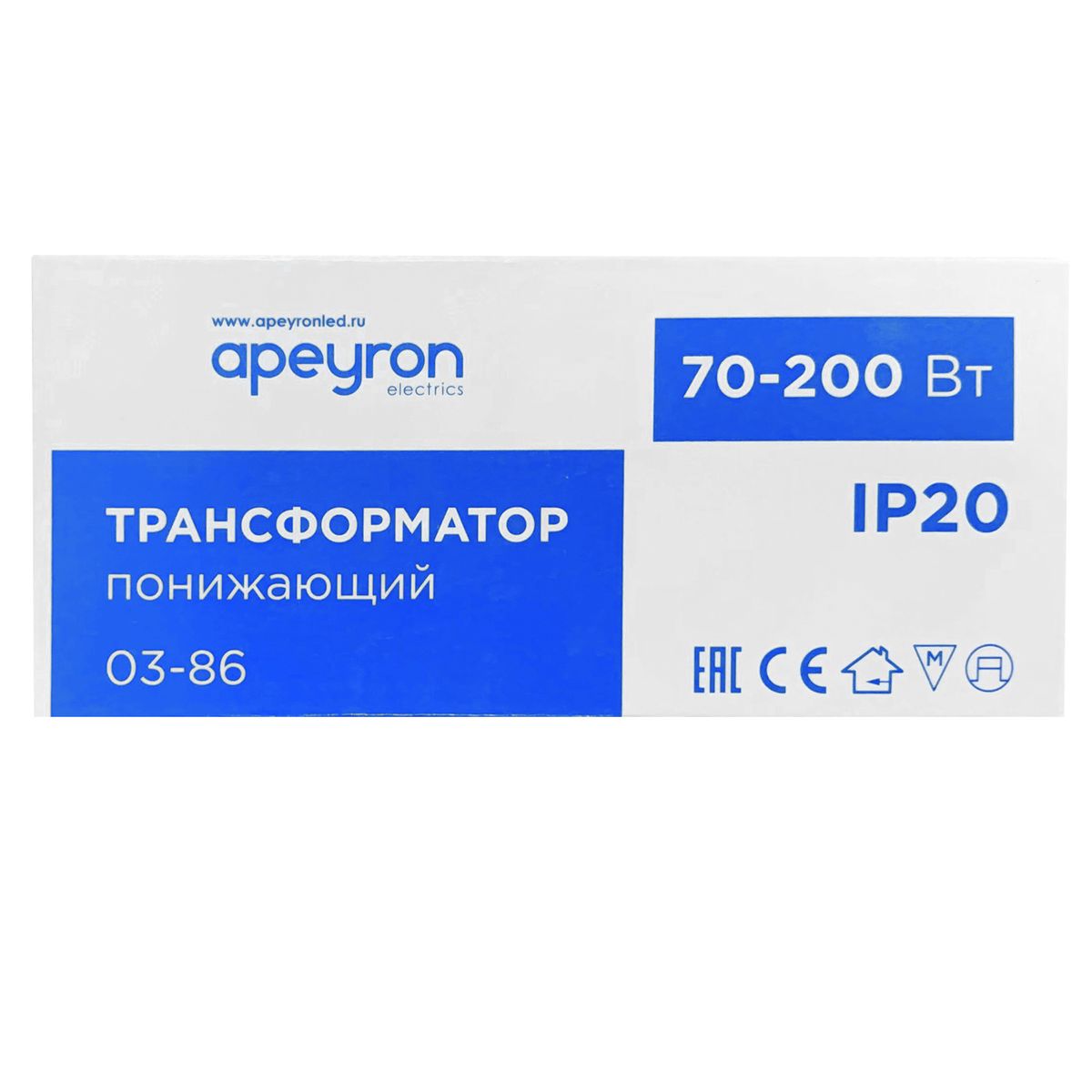 Трансформатор понижающий Apeyron 12В 70-200Вт 03-86